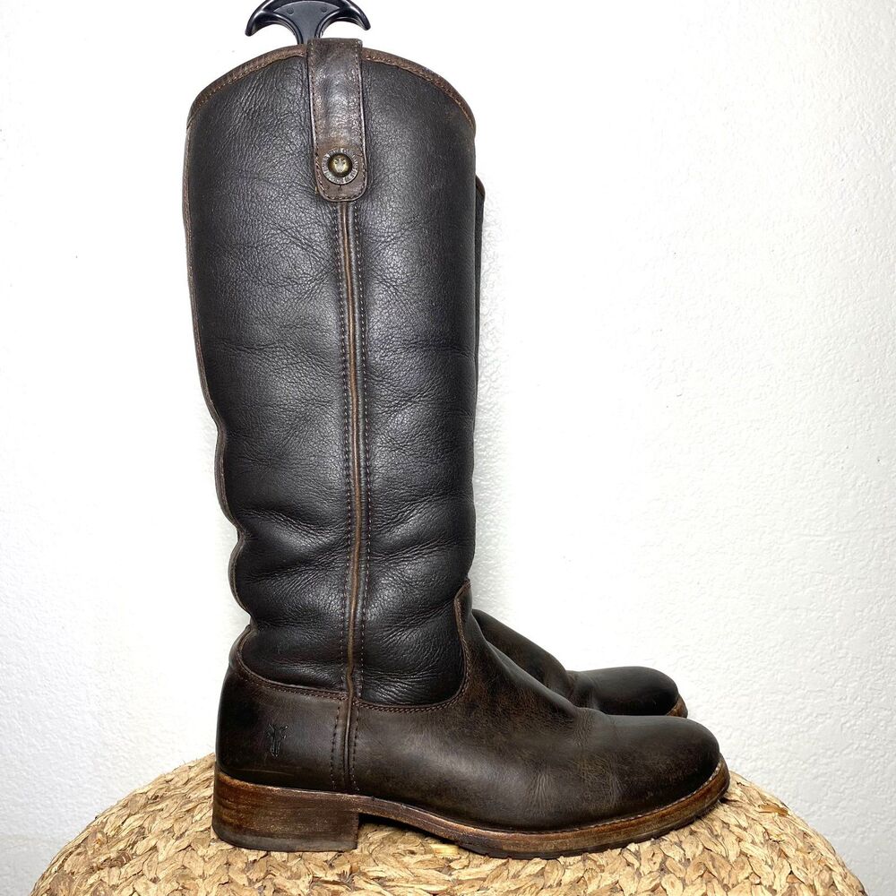 Frye tall brown leather insulated boots Melissa fur
